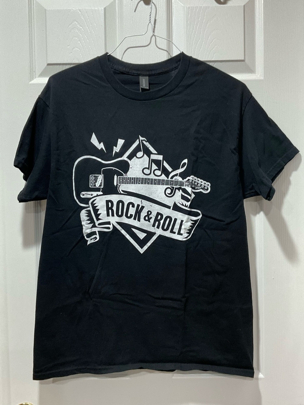 Gildan Black Short Sleeve Rock & Roll Guitar Graphic Tee